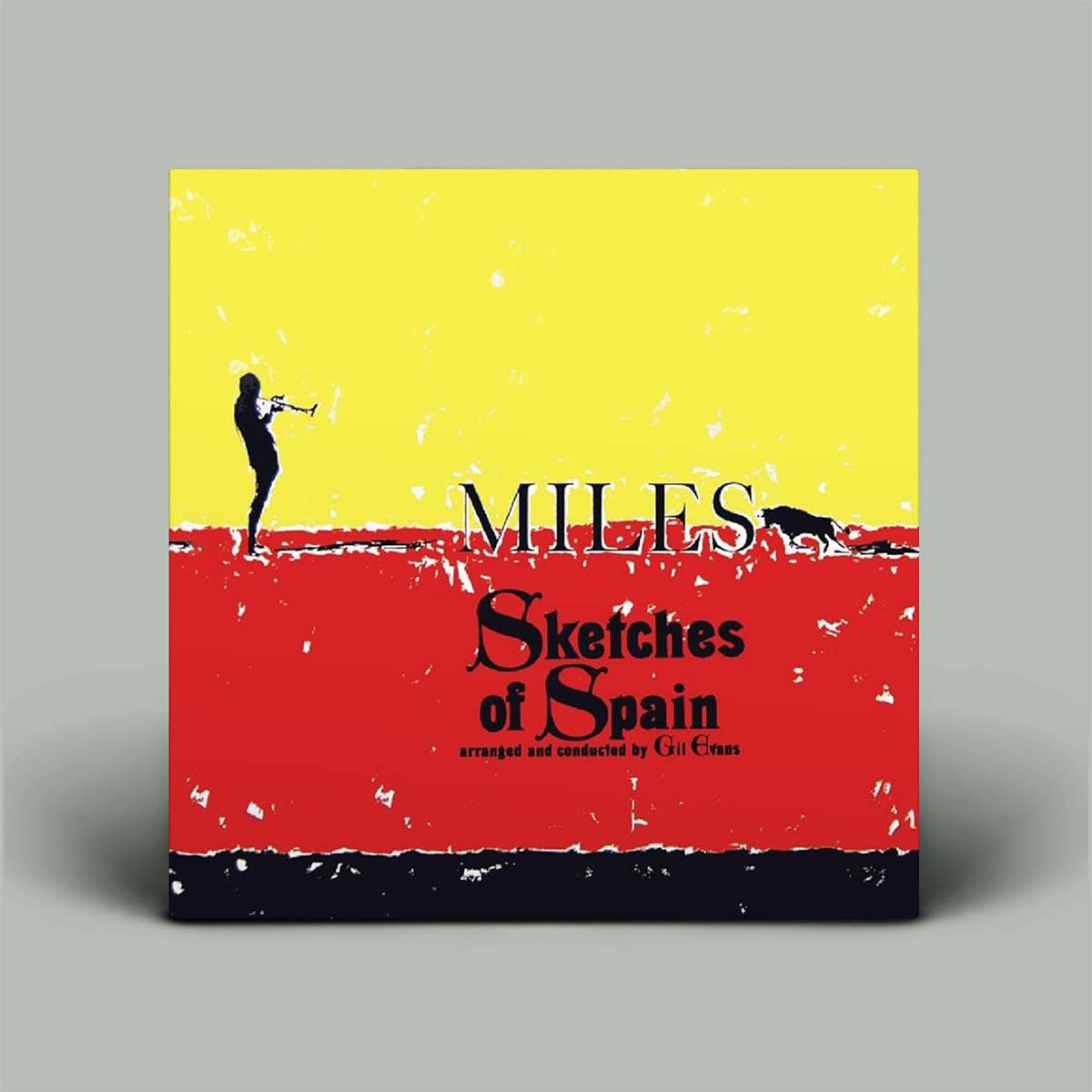 Album cover of 'Sketches of Spain' by Miles Davis with a yellow and red design.