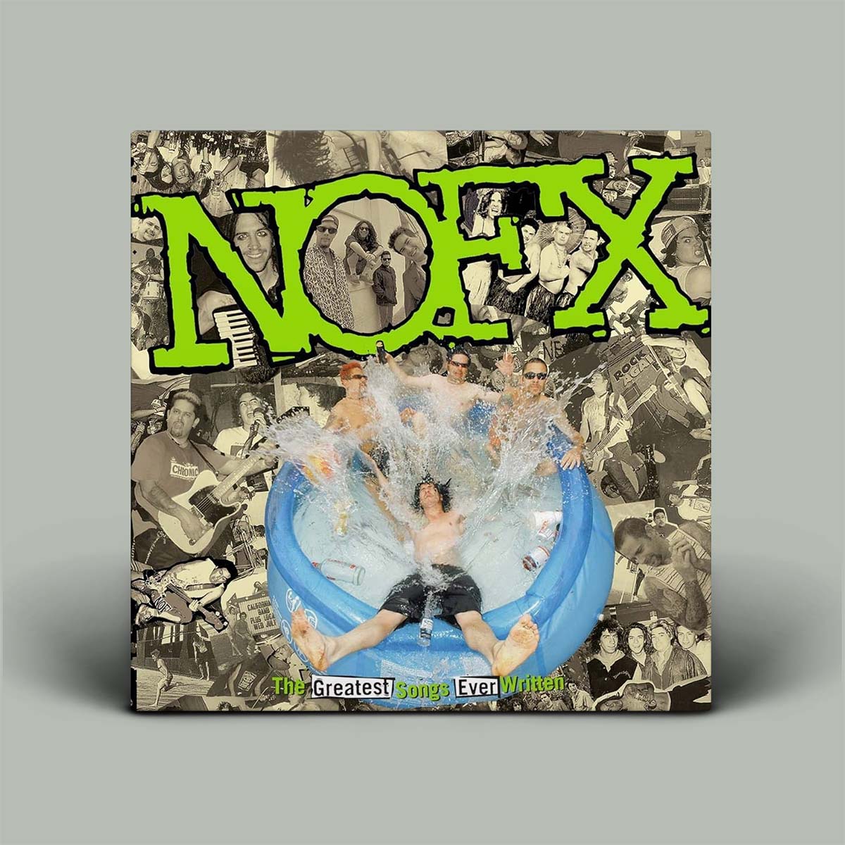 Vinyl album cover with 'NOFX' and a collage of people around an inflatable pool.