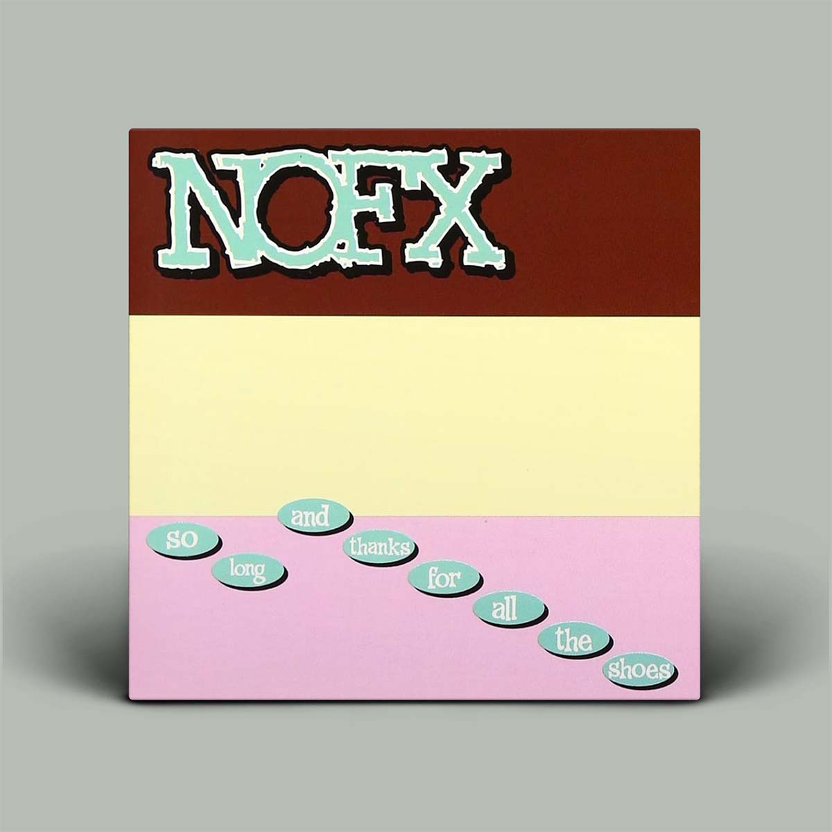 Album cover with 'NOFX' text and scattered words on a gradient background