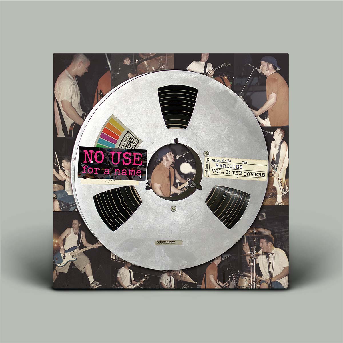 Album cover with a reel-to-reel tape design and band images, featuring 'No Use for a Name' on a gray background.