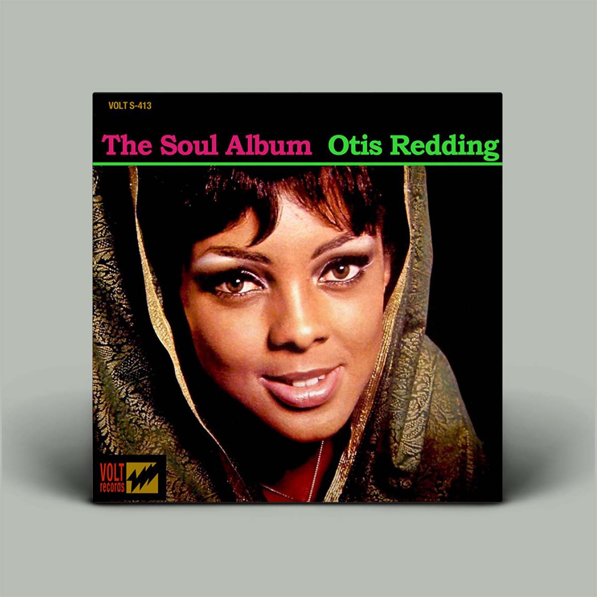Vinyl album cover of 'The Soul Album' by Otis Redding with a portrait on a gray background