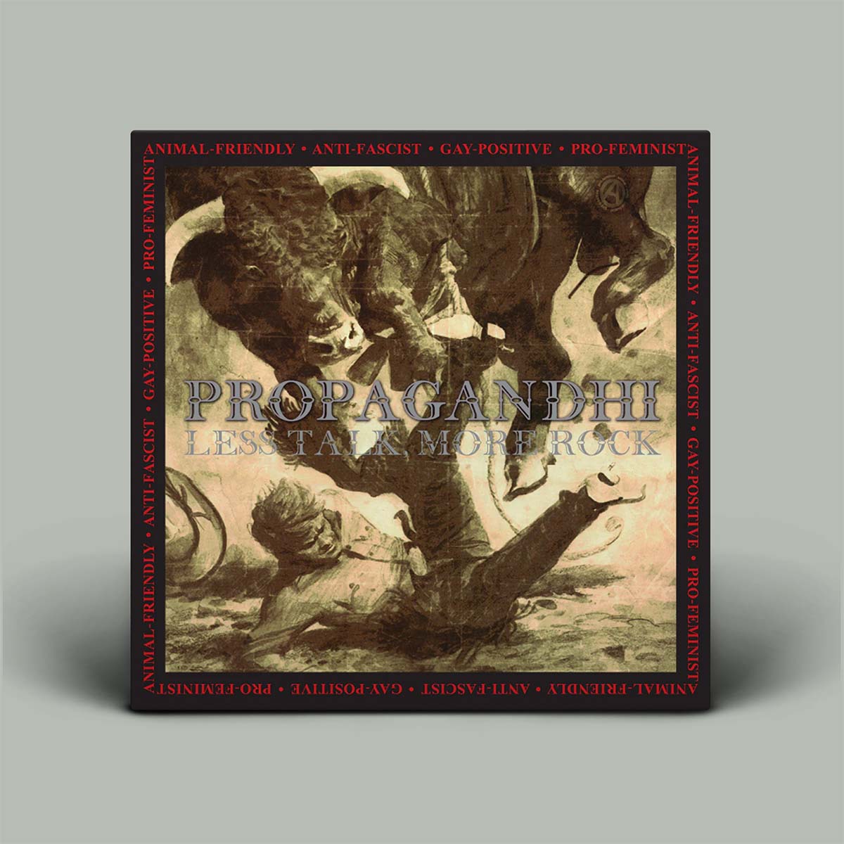 Album cover with artistic design and text on a gray background