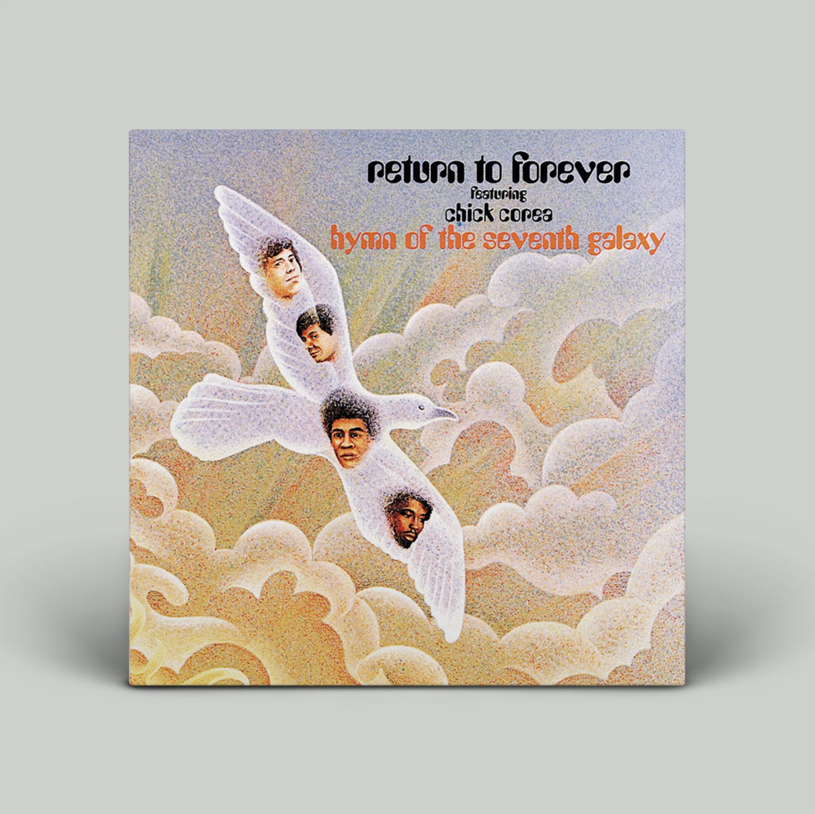 Album cover for 'Hymn of the Seventh Galaxy' by Return to Forever featuring a swan and faces.