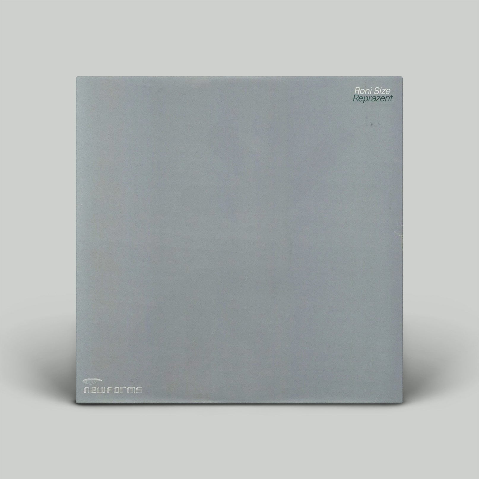 Gray album cover with 'newforms' branding on a light gray background