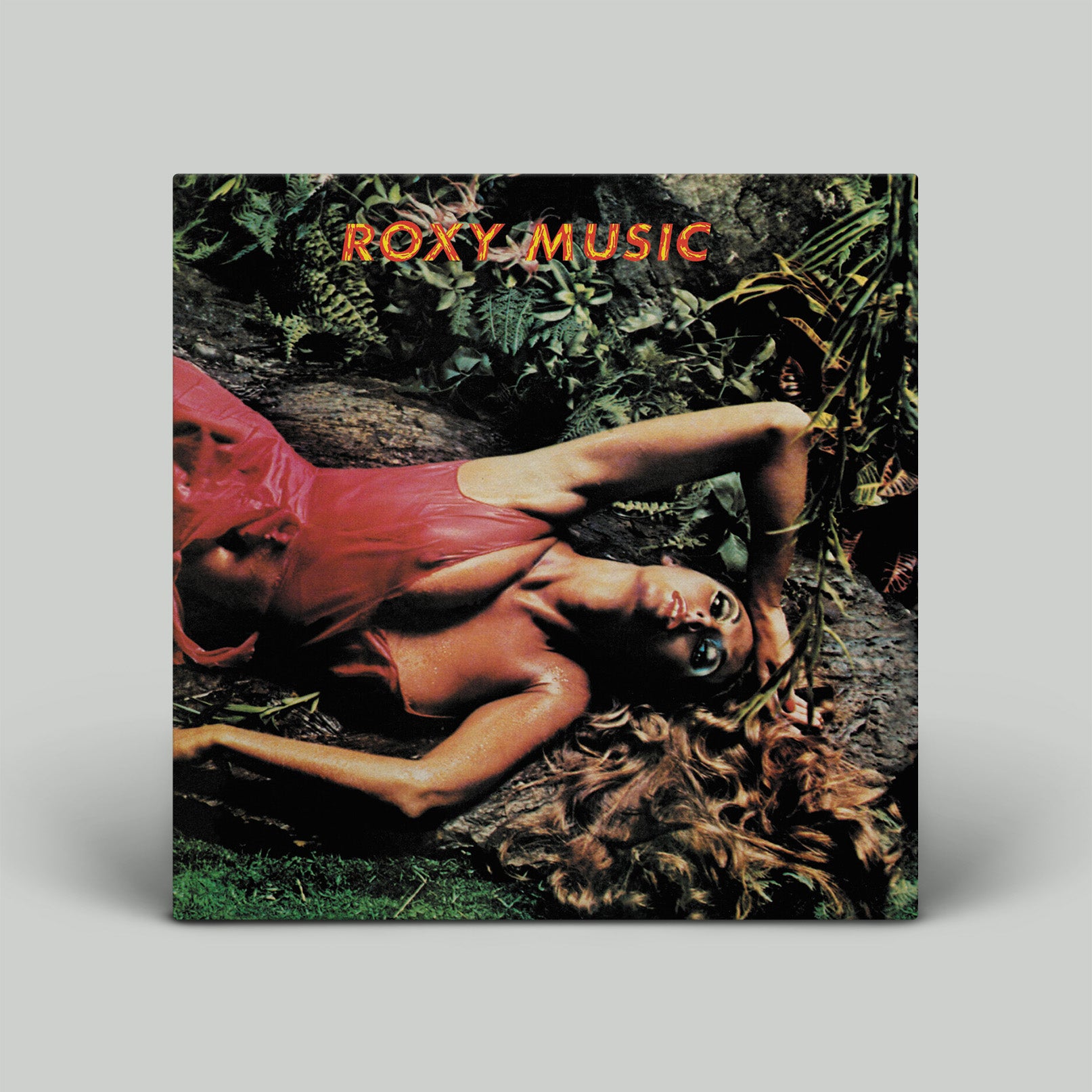 Album cover for Roxy Music with a person lying on the ground in a natural setting