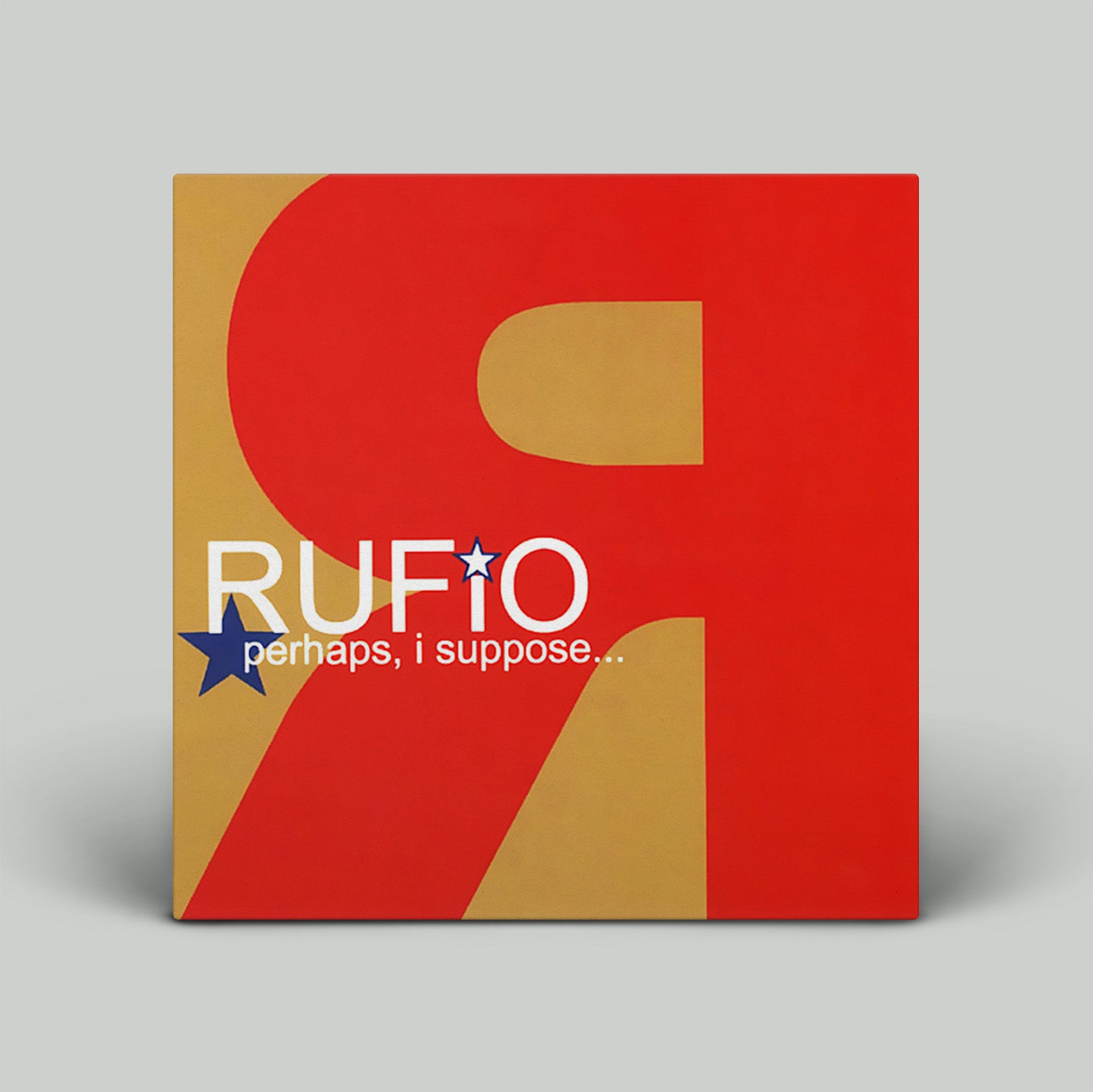 Album cover with 'Rufio' and 'perhaps, i suppose...' text on a red and beige background