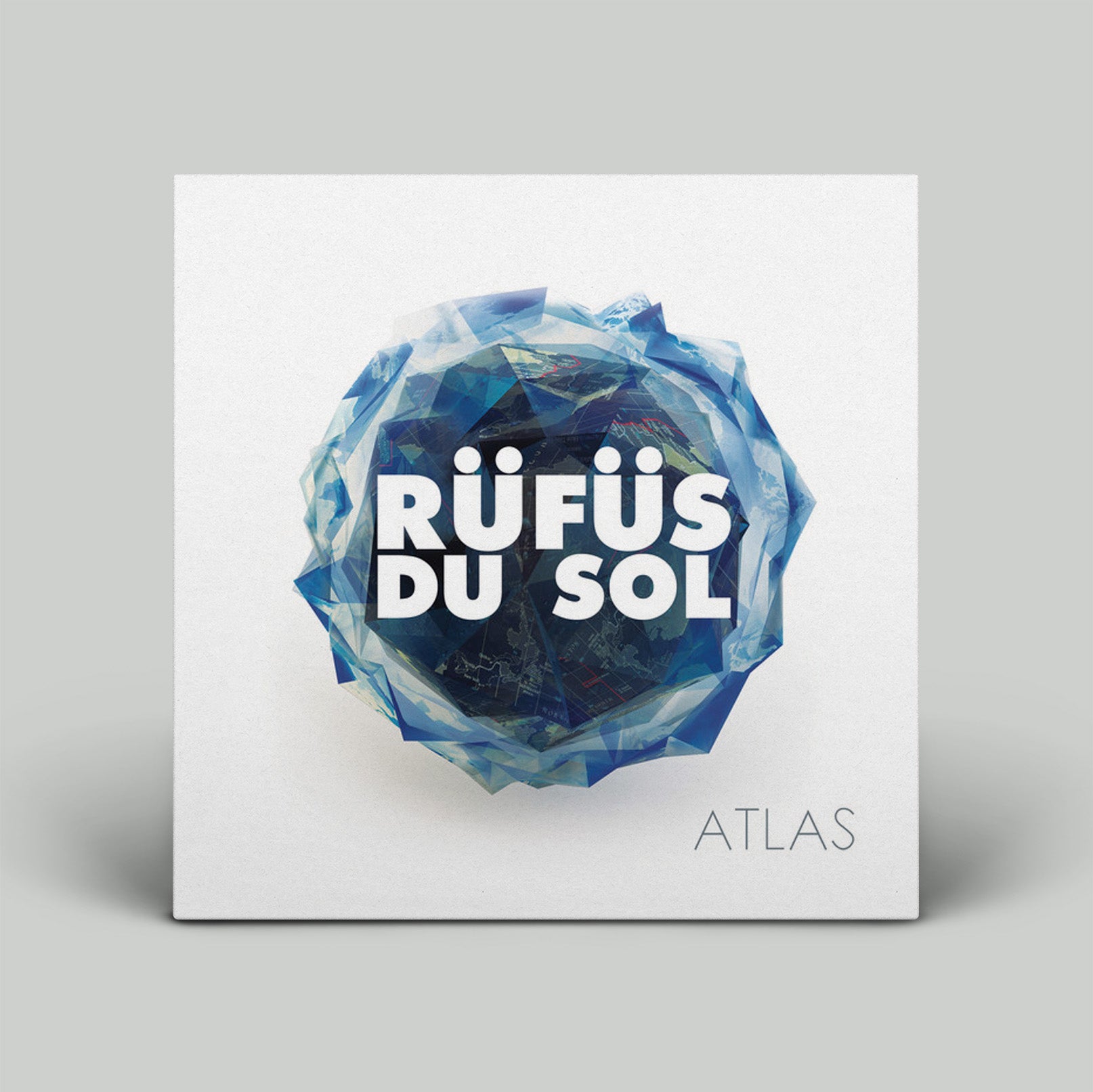 Album cover for 'Atlas' by Röfüs du Sol with geometric design on a white background