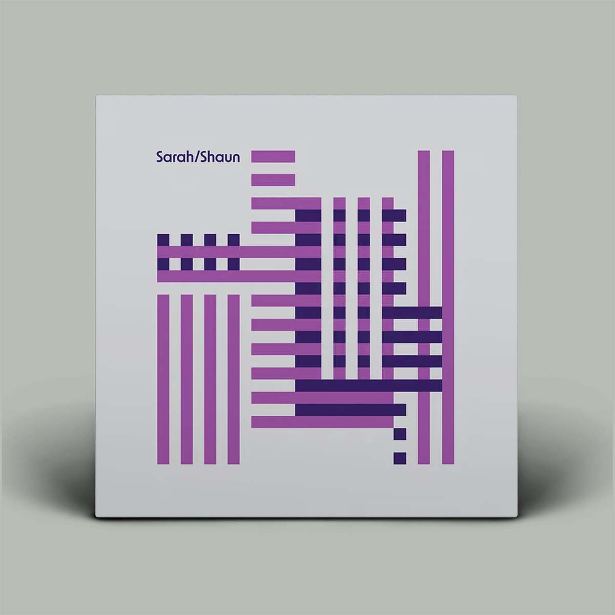Album cover with geometric design and 'Sarah/Shaun' text on a gray background