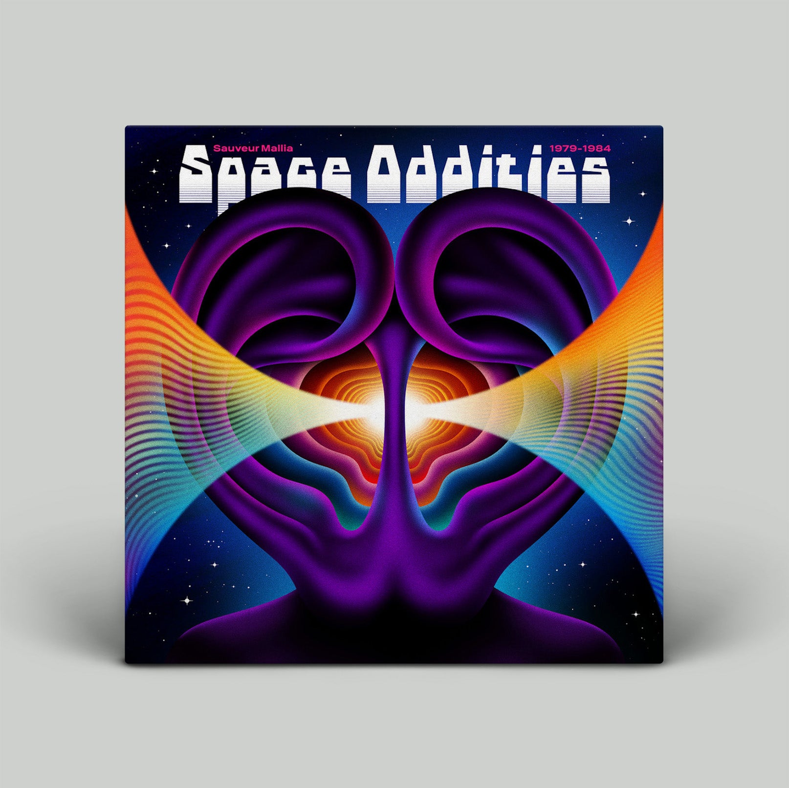 Album cover with abstract design and text 'Space Addictions' on a gray background