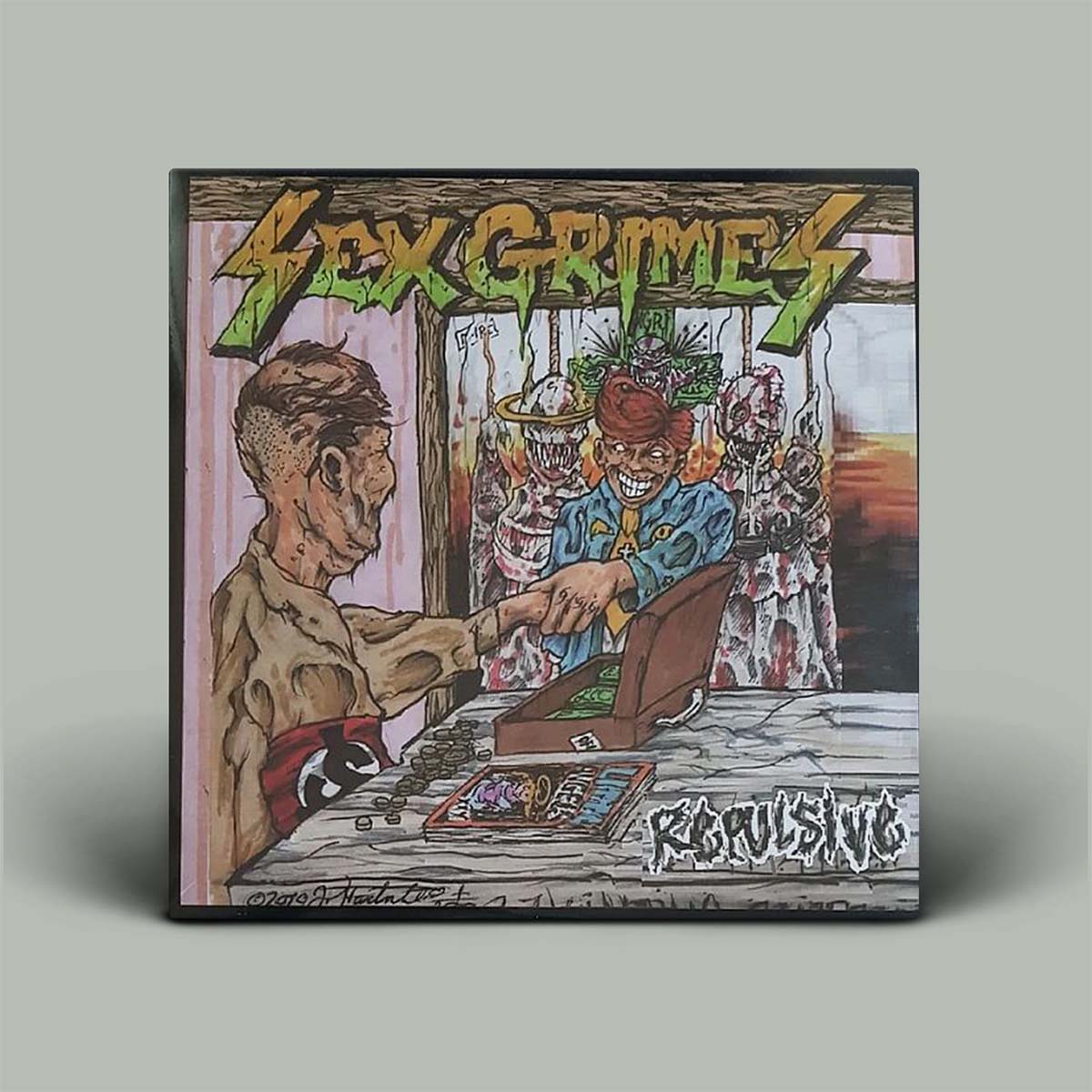 Album cover for 'Sex Grimes' with a stylized illustration of a person reaching into a suitcase.