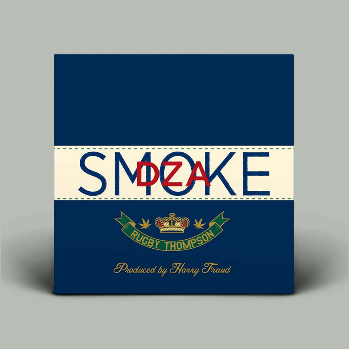 Album cover with 'SMOKE DZA' and 'Rugby Thompson' on a blue background
