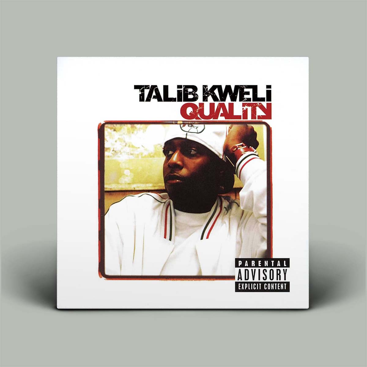 Album cover for 'Quality' by Talib Kweli with a portrait of the artist on a white background.