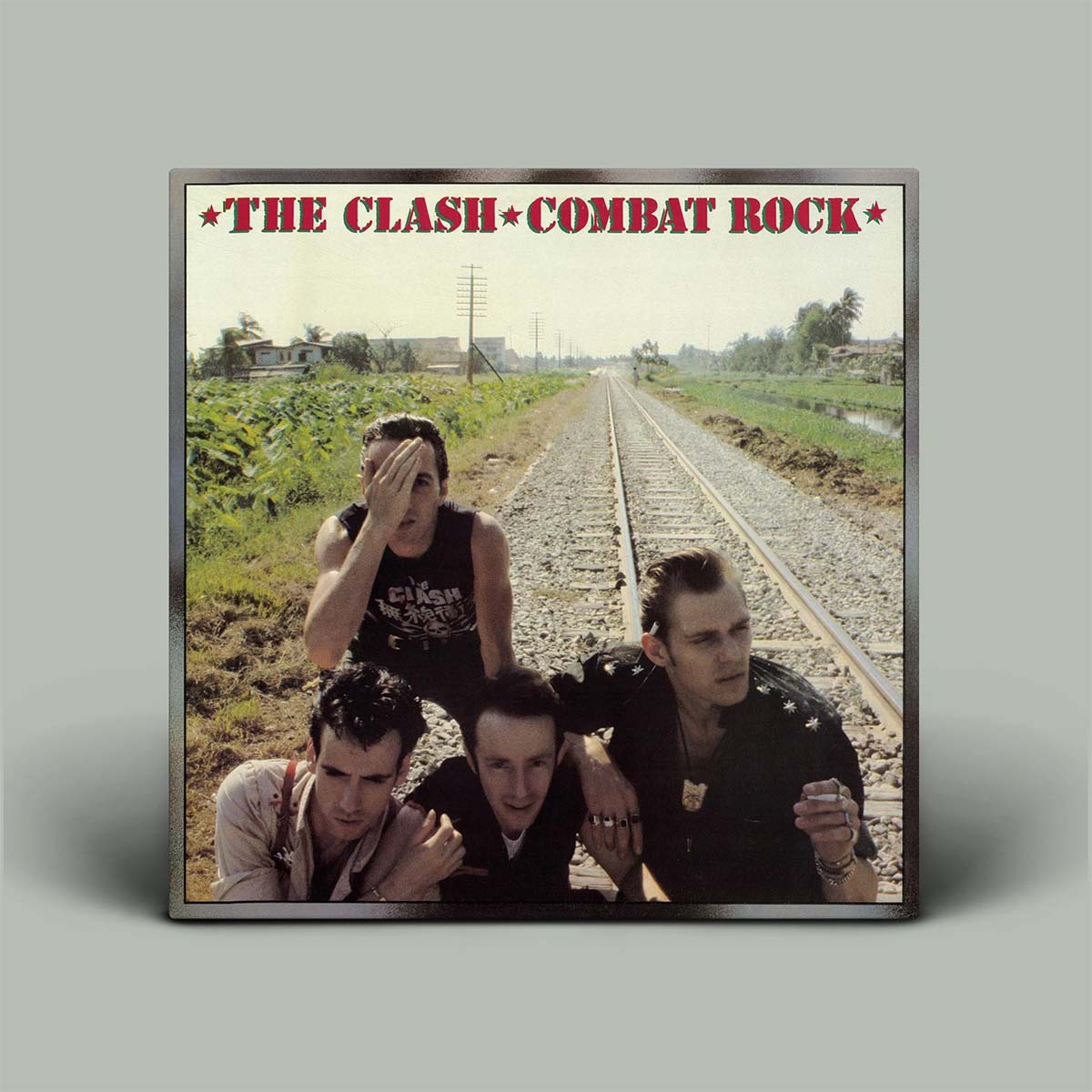 The Clash - Combat Rock vinyl record album cover, displayed as a square mockup on a neutral gray background.