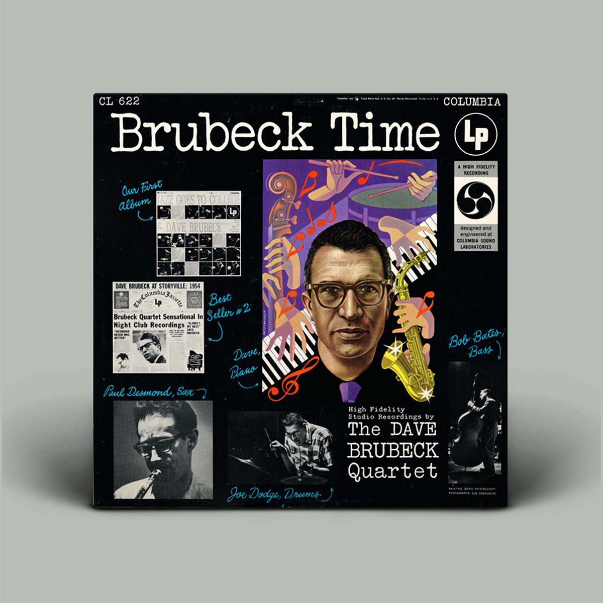 Vinyl record cover for 'Brubeck Time' by the Dave Brubeck Quartet on a gray background