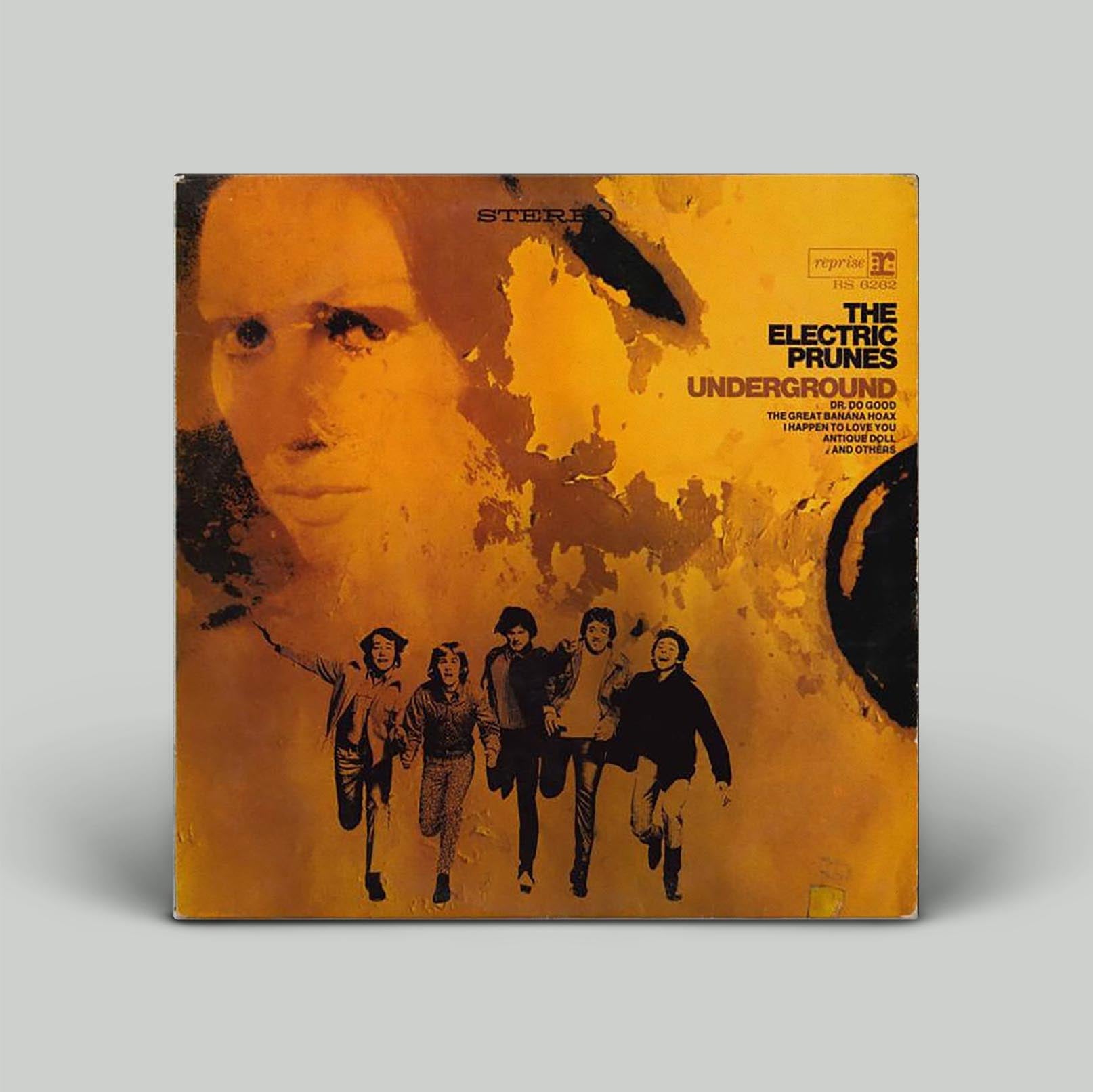 Yellow album cover with image of people running