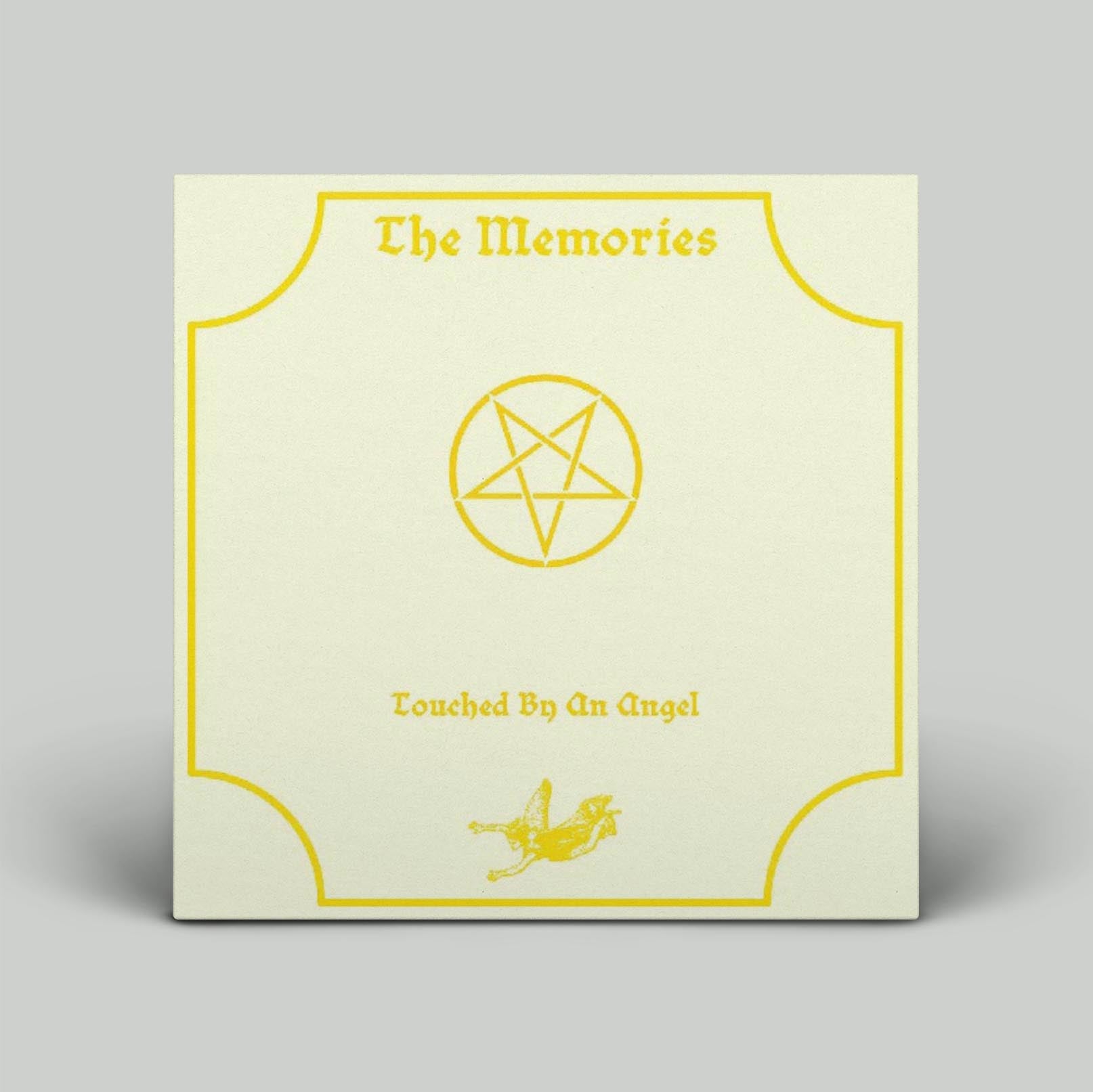 Yellow album cover with pentagram design in middle and the memories in text.