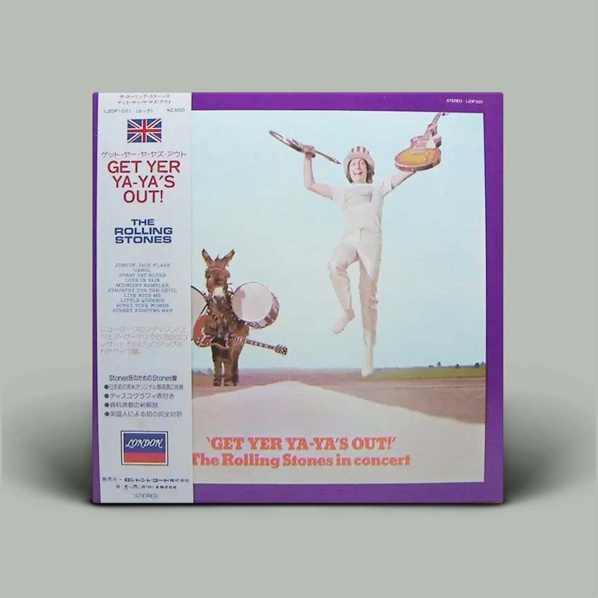 Album cover for 'Get Yer Ya-Ya's Out!' by The Rolling Stones with a purple border.