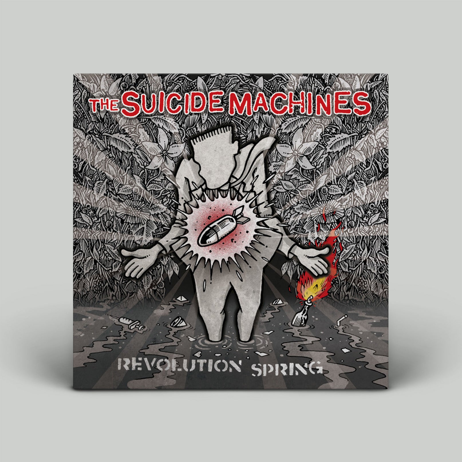 Album cover for 'The Suicide Machines' featuring a stylized figure with text 'Revolution Spring'.