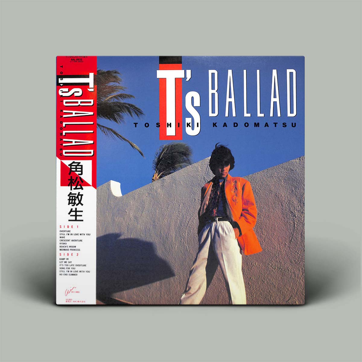 Album cover for 'T's Ballad' by Toshiki Kadomatsu with a person in an orange jacket against a blue sky.