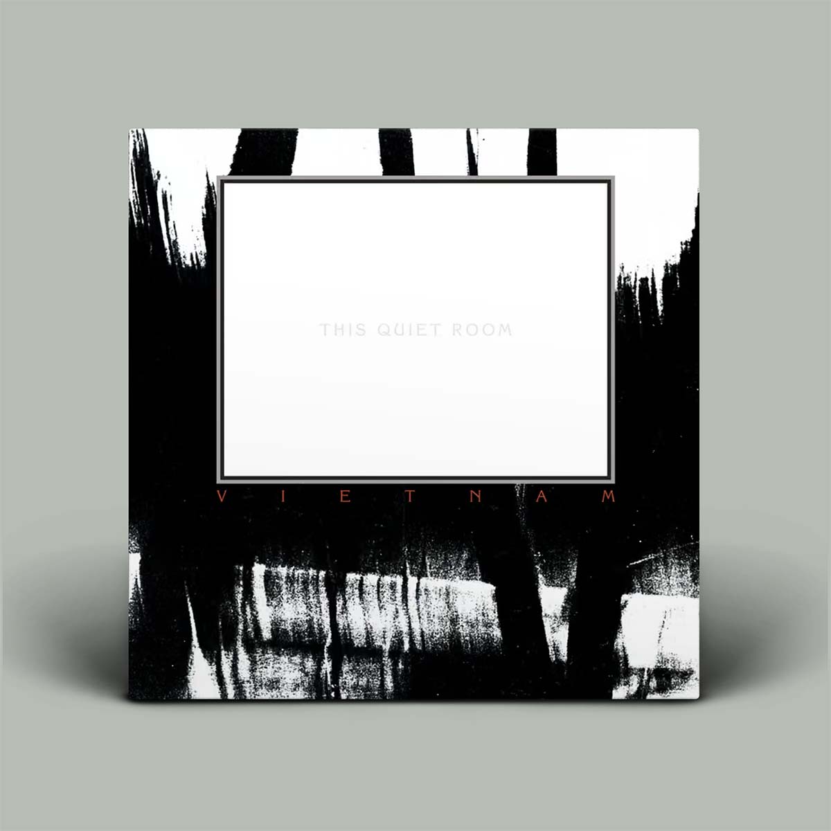 Album cover featuring a black and white abstract brushstroke design with a central white placeholder frame. The text 'THIS QUIET ROOM' is printed in the center of the white frame, and 'VIETNAM' is written in small red letters along the bottom edge.