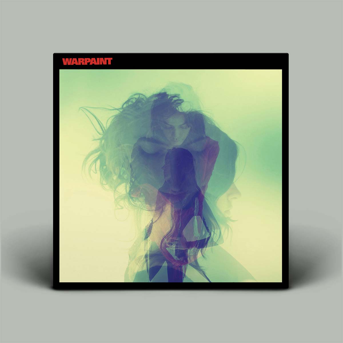 Album cover with a stylized illustration of a person against a gradient background, featuring the band 'Warpaint'.
